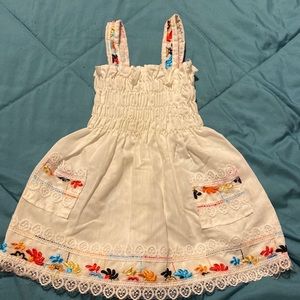 Handmade little girls white flower dress